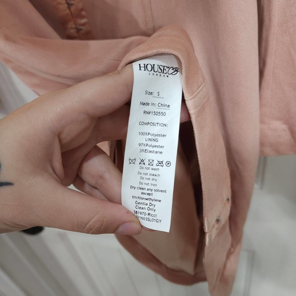 House of CB Womens Dress Ricci Pink Suedette Bustier Corset Mini Bodycon Sz S - Picture 8 of 11